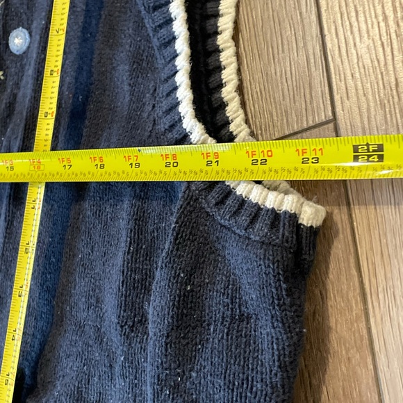 CJ Banks Snowman Christmas Zip Vest Sweater, Navy  -2X - Picture 9 of 10